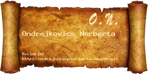 Ondrejkovics Norberta névjegykártya